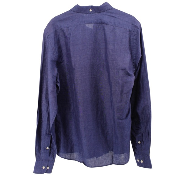 J. Lindeberg Indigo Button-up Linen Blend Long Sleeve Coastal Casual Chic Size M - Picture 6 of 10